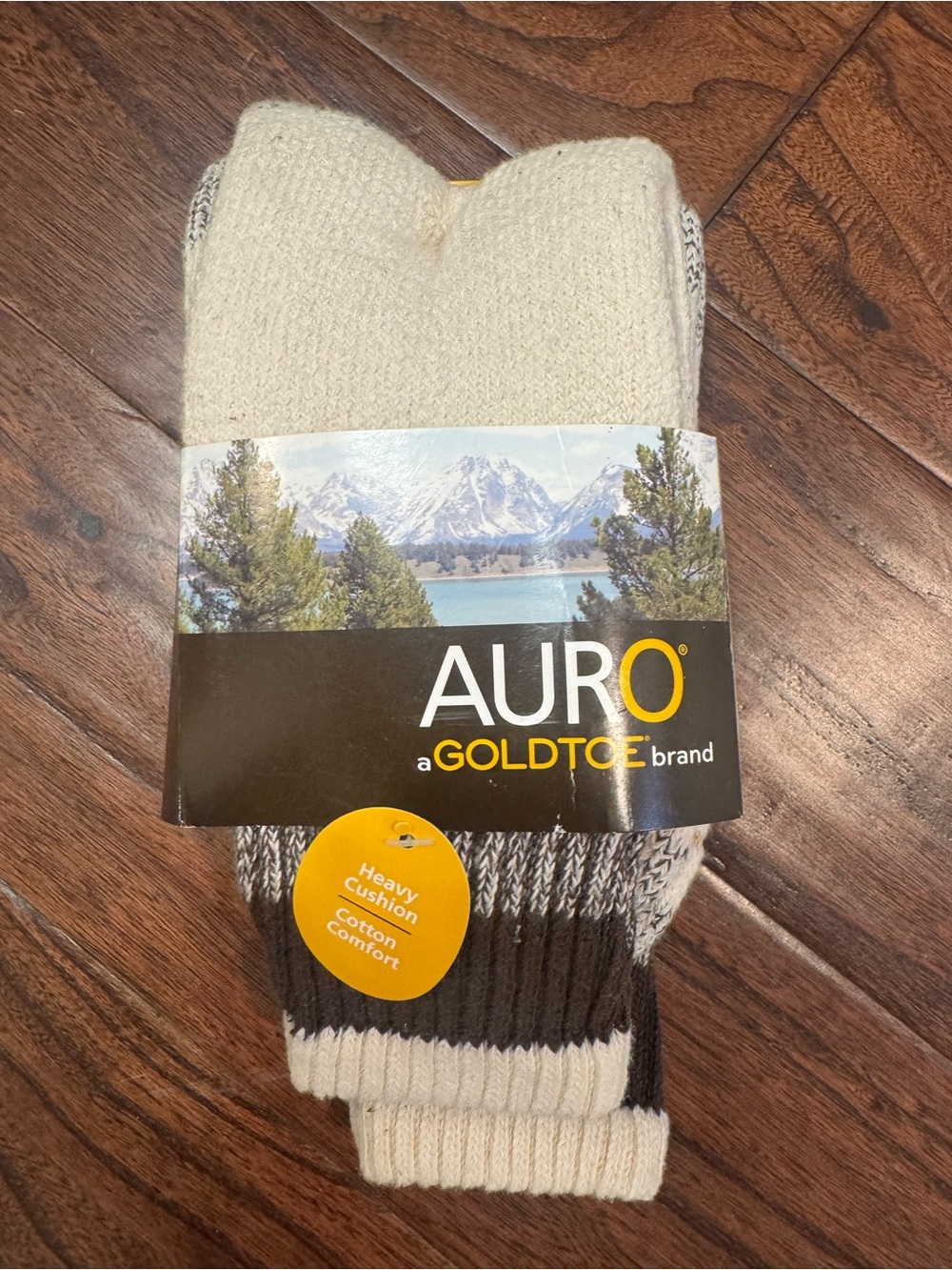 *Gold Toe Men's Crew Socks in Cream and Brown Stripes